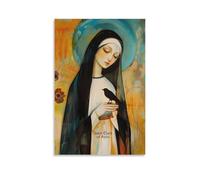 XJmoney Quadro su tela Santa Chiara d'Assisi per soggiorno camera da letto 08x12 pollici (20x30 cm) Opera d'arte su tela per parete