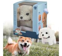 XJQ My Realistic Robot Puppy Dog for Adults, Robot Dogs that Act Like Real Dogs, Robotic Puppy Walks, Creative Simulation Pet Plush Toys Suitable for Holiday Present (White)