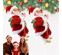 XJQ Santa Claus Musical Climbing Rope, Electric Climbing Santa On Rope with Funny Musical Christmas Tree Ornament, for Tree/Fireplace/Home (2pcs)