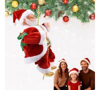 XJQ Santa Claus Musical Climbing Rope, Electric Climbing Santa On Rope with Funny Musical Christmas Tree Ornament, for Tree/Fireplace/Home (1pcs)