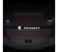 XJQHK Auto Pelle Tappetini Bagagliaio per Peugeot 208 2019-2022 2023 2024 2025, su Misura Vasca Baule Tappeto Fodera Bagagli Tappetino Antiscivolo Accessori,Black+Red