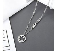 XJruixi 925 Stamp Smiley Face Collana Fashion Luxury Sparkling Zircone Clavicle Chain Bride Jewelry Regali per Le Donne