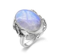 XJruixi Anelli di Pietra di Luna Naturale per Uomo Anello di Gioielli in Argento Sterling 925 da Donna con Grandi Pietre 11x17MM Pietre preziose ovali Regali all'Ingrosso