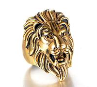 XJruixi Black/Gold/Silver Color Stainless Steel Lion Head Ring Men Punk Lion Animal Ring Cool Male Fashion Jewelry Dropshipping Store