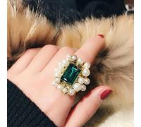 XJruixi Colore Vintage Metallo Hollow Esagerazione Anelli Finger Anelli Grandi Perle Anelli per Le Donne Ragazze Regalo del Partito Gioielli di Moda