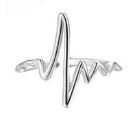 XJruixi Elettrocardiogramma Anello del Battito Cardiaco Moda Natalizia Gioielli semplici Donne Ragazze Festa di Compleanno Regalo Anelli minimalisti Regolabili