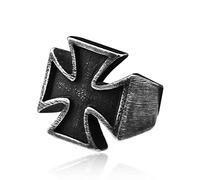 XJruixi Retro Antique Black German Iron Cross Ring for Men Hip Hop Biker Rings Stainless Steel Cross Fashion Amulet Jewelry Gifts
