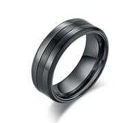 XJruixi Simple High Polished Matte Finished Combination Ring for Men Black/Silver Color Stainless Steel Ring Male Jewelry