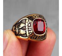 XJruixi Stainless Steel Men Rings Rhinestone High School Eagle Punk Hip Hop for Biker Male Boyfriend Jewelry Creativity Gift Wholesale