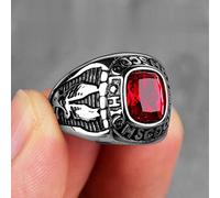 XJruixi Stainless Steel Men Rings Rhinestone High School Eagle Punk Hip Hop for Biker Male Boyfriend Jewelry Creativity Gift Wholesale