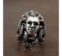 XJruixi Vintage Greek Mythology Medusa Ring Horror Venomous Snake Snake Hair Gorgon Ring Cool Stainless Steel Punk Biker Jewelry