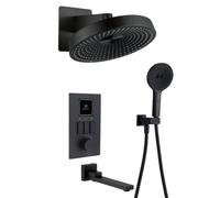XJTNLB 12 in Sistema Doccia con Soffione e Doccetta da Incasso, Colonna Doccia con Miscelatore e Display,Nero