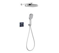 XJTNLB Colonna Doccia da Incasso Cromato Soffione Doccia Rettangolare | Set Soffione a Pioggia e Doccetta Monocomando Corpo Miscelatore in Ottone con Scatola da Incasso