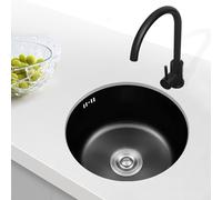 XJTNLB Lavello Nero 1 Vasca Lavello Cucina 1 Vasca Rotondo 36 cm Lavello in Acciaio Inox da Incasso