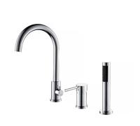 XJTNLB Miscelatore Bordo Vasca da Bagno Cromato Miscelatore Monocomando Vasca Rubinetto per Vasca da Bagno con Doccia