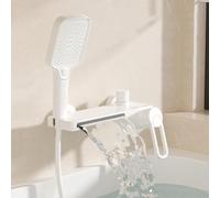 XJTNLB Miscelatore Cascata Vasca Rubinetto Doccia da Muro Bianco Rubinetto Vasca da Bagno con Doccetta a 3 Modalità Ottone