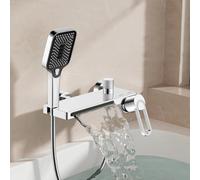 XJTNLB Miscelatore Cascata Vasca Rubinetto Doccia da Muro Cromo Rubinetto Vasca da Bagno con Doccetta a 3 Modalità Ottone