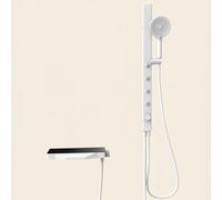 XJTNLB Miscelatore Doccia Cascata Bianco Rubinetto Cascata a Parete Vasca da Bagno con Doccetta a 3 Modalità Rubinetto per Vasca da Bagno a Muro