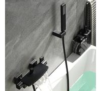 XJTNLB Miscelatore Doccia Cascata Nero Rubinetto Doccia da Muro 15cm Miscelatore Vasca da Bagno con Cascata e Doccetta
