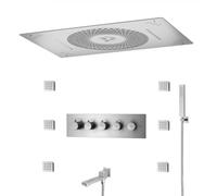 XJTNLB Miscelatore Doccia Incasso Termostatico Spazzolato con Bocca Vasca, Set Soffione Doccia a Cascata con Led