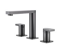 XJTNLB Miscelatore Lavabo Bagno Moderno Rubinetto 3 Fori Lavabo Grigio Pistola Rubinetti con 2 Manopole Bagno in Ottone