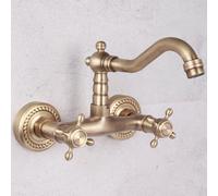 XJTNLB Miscelatore Lavabo Bagno Vintage Rubinetto Antico Lavandino Bagno, Miscelatore Lavabo Girevole a 360° Miscelatore Cucina con Due Manopole