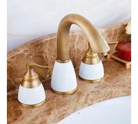 XJTNLB Miscelatore Lavabo Retro Antico Rubinetto per Lavabo Da Bagno a 3 Fori con Doppia Maniglie Rubinetti Acqua Calda e Fredda