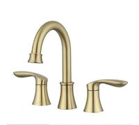 XJTNLB Miscelatore Lavabo Retro Oro Spazzolato Rubinetto Lavandino Bagno Tre Fori Rubinetti con 2 Manopole Bagno
