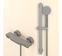 XJTNLB Miscelatore Vasca a Cascata con Doccino Rubinetto Doccia da Muro Grigio Antracite con Manopole Miscelatore Vasca da Bagno con Doccetta