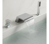 XJTNLB Miscelatore Vasca a Cascata con Doccino Rubinetto per Vasca 3 Fori Cromato Miscelatore Mono Comando Doccia