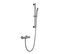 XJTNLB Miscelatore Vasca da Bagno a Cascata con Doccetta Grigio Antracite Rubinetto Doccia da Muro con Asta Fissa Miscelatore Monocomando per Vasca