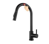 XJTNLB Rubinetti da Cucina Touch con Spruzzatore Estraibile Nero | Rubinetto Cucina con Doccetta Estraibile Girevole a 360° Miscelatore Monocomando per Lavello
