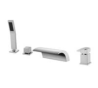 XJTNLB Rubinetto a Cascata per Vasca Miscelatore Doccia Moderno Rubinetto Vasca da Bagno Bordo con Doccetta Cromato