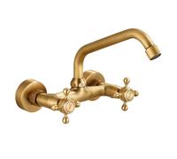 XJTNLB Rubinetto a Muro Lavabo Bagno Antico Miscelatore Lavandino Bagno con Due Manopole a Croce Miscelatore Lavabo Vintage