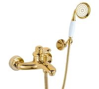 XJTNLB Rubinetto a Parete Vasca da Bagno Oro Miscelatore Monocomando Doccia Rubinetti Vintage Doccino Rubinetto Doccia da Muro