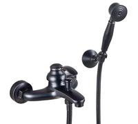 XJTNLB Rubinetto a Parete Vasca da Bagno Retrò Nero Miscelatore Monocomando Doccia Rubinetti Vintage Doccino Rubinetto Doccia da Muro