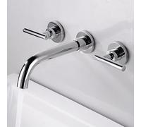 XJTNLB Rubinetto Bagno Lavabo a Muro Rubinetto Doppio Maniglia in Ottone, Miscelatore Lavabo Bagno Cromo,Maniglia a Una