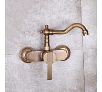 XJTNLB Rubinetto Bagno Lavabo da Muro, Rubinetto Cucina Ottone Antico Monocomando Beccuccio Girevole, Miscelatore Lavandino Bagno Vintage