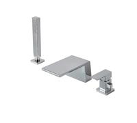 XJTNLB Rubinetto Bordo Vasca 3 Fori Miscelatore Doccia con Cascata Cromato Rubinetto Vasca da Bagno Ottone