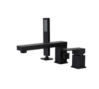 XJTNLB Rubinetto Bordo Vasca 3 Fori Nero Miscelatore Doccia Mono Rotazione a 360° Rubinetto Vasca da Bagno