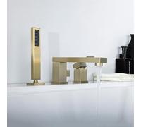 XJTNLB Rubinetto Bordo Vasca 3 Fori Oro Spazzolato Miscelatore Doccia Mono Rotazione a 360° Rubinetto Vasca da Bagno