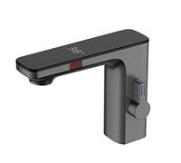 XJTNLB Rubinetto con Sensore Automatico Miscelatore Lavabo Rubinetti Bagno Grigio Canna di Fucile Rubinetto Sensore Bagno con Display