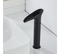 XJTNLB Rubinetto con Sensore Automatico Rubinetto Bagno Lavabo Cascata Rubinetti Bagno senza Regolazione a Caldo e Freddo,Retrò Nero,Alto