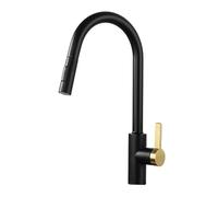 XJTNLB Rubinetto Cucina Sensore Miscelatore Cucina con Doccetta Nero e Dorato a 2 Modalità Rubinetto Collo di Cigno Monocomando
