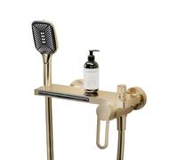 XJTNLB Rubinetto Doccia a Muro miscelatore vasca da bagno a cascata con Doccia Rubinetti Cascata Miscelatore Monocomando Oro Spazzolato