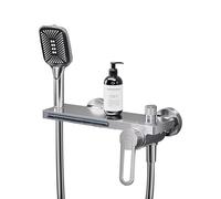 XJTNLB Rubinetto Doccia a Muro miscelatore vasca da bagno a cascata con Doccia Rubinetti Cascata Miscelatore Monocomando Cromo