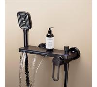 XJTNLB Rubinetto Doccia a Muro Rubinetti Cascata Parete Rubinetto per Vasca da Bagno con Doccia Miscelatore Monocomando Nero