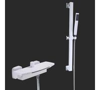 XJTNLB Rubinetto Doccia a Parete Miscelatore Vasca da Bagno con Cascata e Doccetta Bianco Miscelatore Monocomando per Vasca