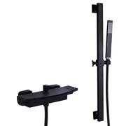XJTNLB Rubinetto Doccia a Parete Miscelatore Vasca da Bagno con Cascata e Doccetta Nero Miscelatore Monocomando per Vasca