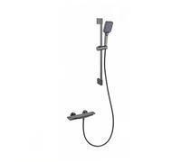 XJTNLB Rubinetto Doccia da Muro Grigio Antracite Miscelatore Vasca da Bagno con Cascata e Doccetta a 3 Modalità Miscelatore Monocomando Muro